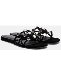 The Attico - Grid Embellished Suede Flat Sandals - Lyst
