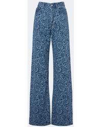 Dries Van Noten - Floral Wide-Leg Jeans - Lyst
