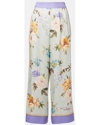 Self-Portrait - Floral Twill Palazzo Pants - Lyst