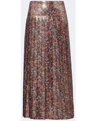Valentino - Floral Pleated Silk-Blend Lame Midi Skirt - Lyst