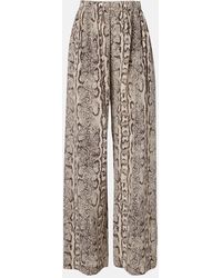 Balenciaga - Snake-Print Silk Palazzo Pants - Lyst