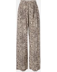 Balenciaga - Snake-Print Silk Palazzo Pants - Lyst