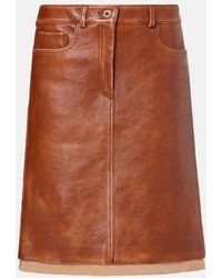 Miu Miu - Leather Midi Skirt - Lyst
