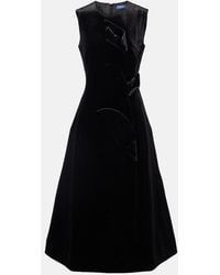 LEO LIN - Cleo Floral-Applique Velvet Midi Dress - Lyst