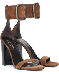 Saint Laurent Sandalen Loulou aus Veloursleder - Braun