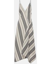 Ferragamo - Asymmetric Striped Dress - Lyst