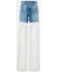 Nensi Dojaka - Jeans A Gamba Larga E Vita Alta Con Tulle - Lyst