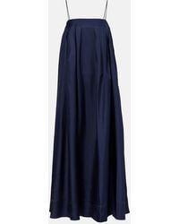 Asceno - Heather Pleated Silk Twill Maxi Dress - Lyst
