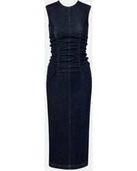 Sportmax - Voto Ruched Denim Midi Dress - Lyst