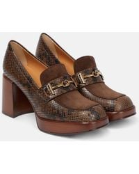 Tod's - Snake-effect Leather Loafer Pumps - Lyst