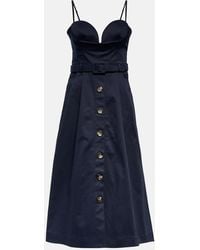 Carolina Herrera - Belted Cotton-Blend Midi Dress - Lyst