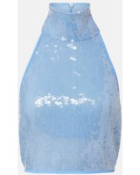Oséree - Sequined Halterneck Crop Top - Lyst