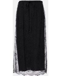 Valentino - Floral Lace Midi Skirt - Lyst