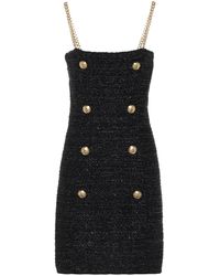 Balmain Exclusivité Mytheresa – Robe en tweed métallisé - Noir