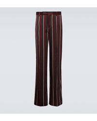 Versace - Pantalon droit raye a taille haute en crepe - Lyst