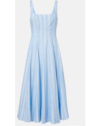STAUD - Wells Striped Cotton Midi Dress - Lyst