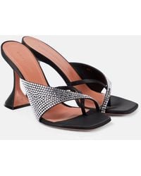AMINA MUADDI - Shiona Embellished Satin Mules - Lyst