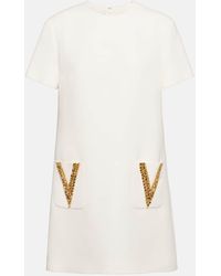 Valentino - Vestido corto de Crepe Couture adornado - Lyst
