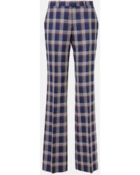 Etro - Checked High-Rise Wool Wide-Leg Pants - Lyst