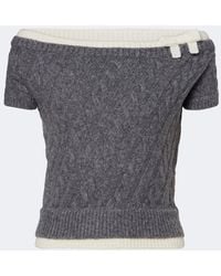 ShuShu/Tong - Cable-Knit Off-Shoulder Wool-Blend Sweater - Lyst