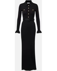Self-Portrait - Ribbed-Knit Side-Slit Maxi Dress - Lyst