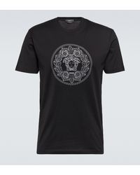 Versace T-shirt Medusa brode en coton - Noir