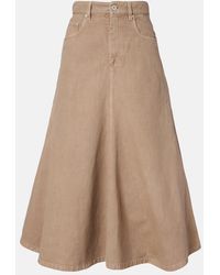 Brunello Cucinelli - Cotton And Linen Denim Midi Skirt - Lyst