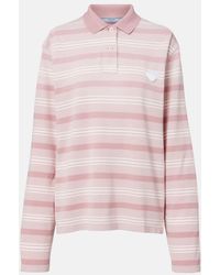 Prada - Striped Cotton Pique Polo Shirt - Lyst