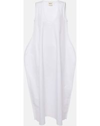 KHAITE - Vestido Midi Coli De Popelin De Algodon - Lyst