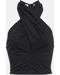 STAUD - Kai Cropped Halter-Neck Cotton Top - Lyst