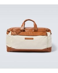 Brunello Cucinelli - Leather-trimmed Canvas Duffel Bag - Lyst