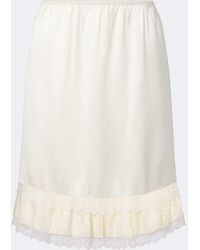 Ganni - Lace-Trimmed Ruffled Satin Midi Skirt - Lyst