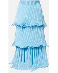Alaïa - Tiered Pleated Knitted Midi Skirt - Lyst