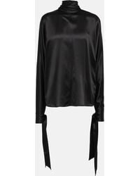 Saint Laurent - Silk Top With Long Sleeves - Lyst