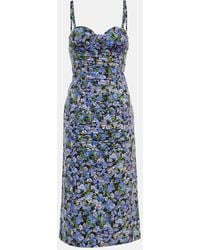 Carolina Herrera - Floral Cotton-Blend Midi Dress - Lyst