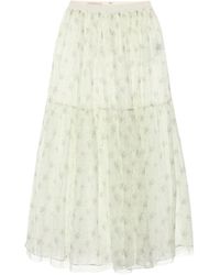 Brock Collection Roulette Floral Silk Midi Skirt - Natural
