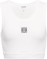 Loewe Top cropped Anagram in misto cotone - Bianco