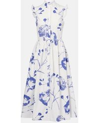 Erdem - Floral Cotton Poplin Midi Dress - Lyst