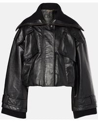 Chloé - Cropped Leather Bomber Jacket - Lyst