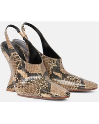 Dries Van Noten - Snake-Effect Leather Wedges - Lyst
