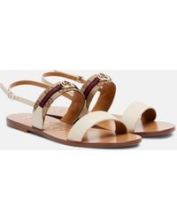 Gucci - Sandalen Interlocking G Aus Canvas Mit Leder - Lyst