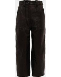 Khaite - High-rise Straight-leg Leather Pants - Lyst