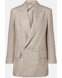 Max Mara - Olimpia Double-Breasted Herringbone Linen Blazer - Lyst