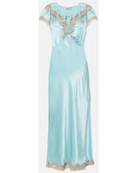 RIXO London - Viviene Lace-Trimmed Satin Midi Dress - Lyst