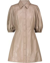 Ganni Minikleid aus Leder - Natur