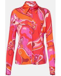 PUCCI - Printed Jersey Satin Button-Front Blouse - Lyst