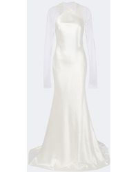 Danielle Frankel - Bridal Mari Caped Wool And Silk Gown - Lyst