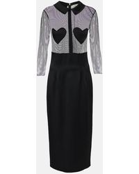 Blumarine - Midikleid Aus Mesh Und Satin - Lyst
