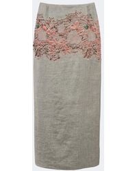 Dries Van Noten - Embroidered Linen And Cotton-Blend Midi Skirt - Lyst