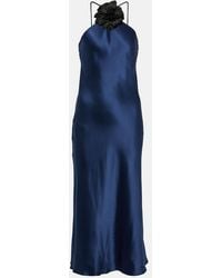 Rodarte - Floral-Applique Silk Midi Dress - Lyst